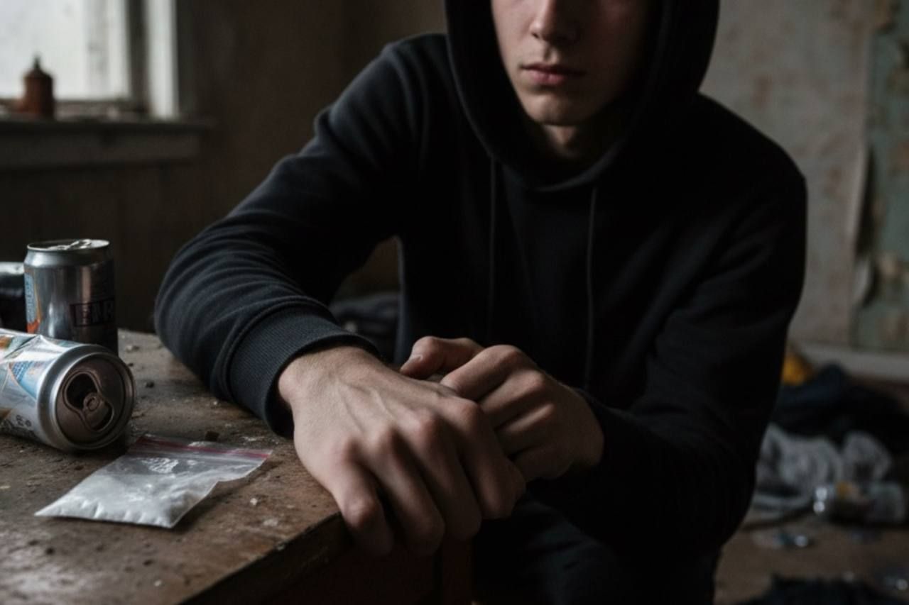 Молодой человек тянется к наркотикам